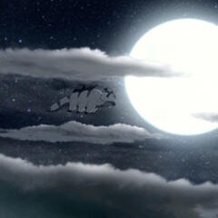 Appa flying at night.